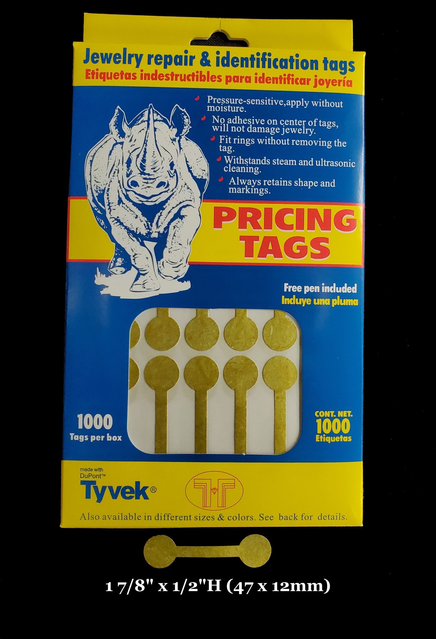 Gold Round Long Dumbbell Jewelry Tags