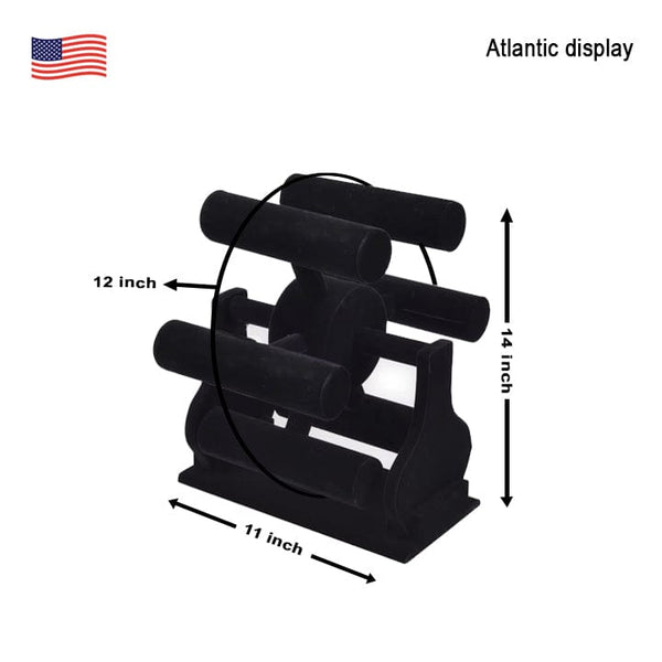Rotating Bar Black Velvet Jewelry Display Stand