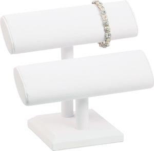 2 Tier Oval T-Bar White Leatherette