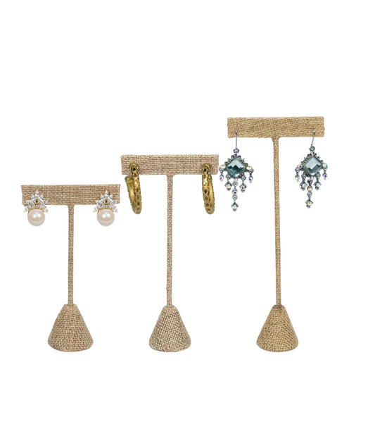 T Earring Stand - Linen/Burlap