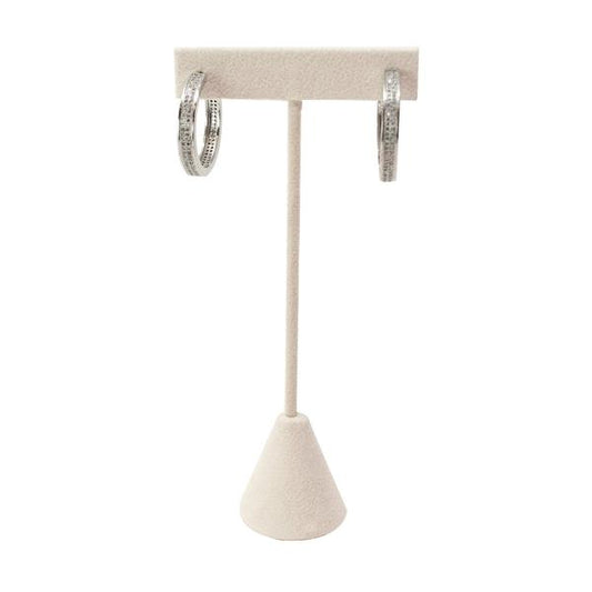 T Earring Stand - Beige Velvet