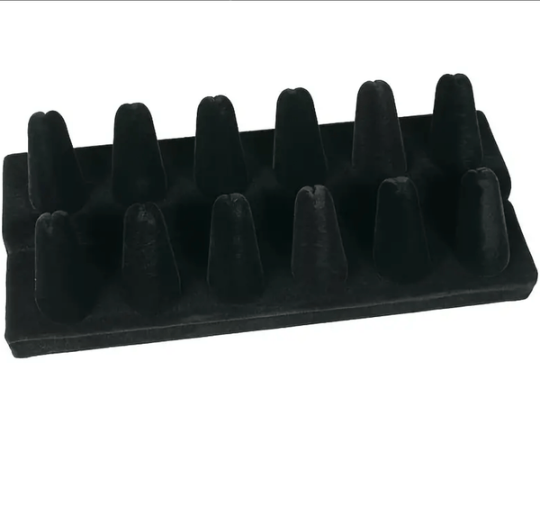 Black Ring Display - 12 Fingers