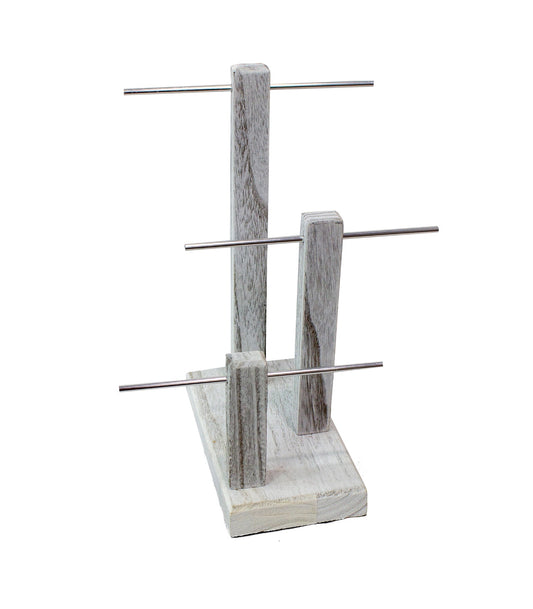 3 Tier Wooden T-Bar - Graywash