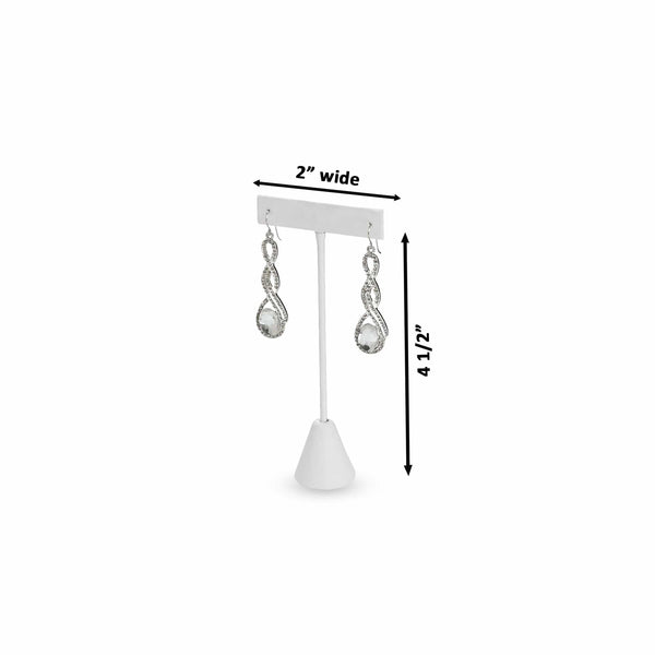 T Earring Stand - White Leatherette