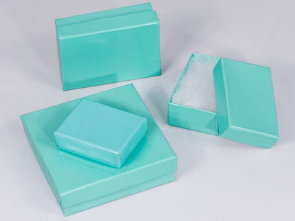 Teal Blue Cotton Filled Gift Boxes Jewelry