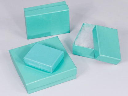 Teal Blue Cotton Filled Gift Boxes Jewelry