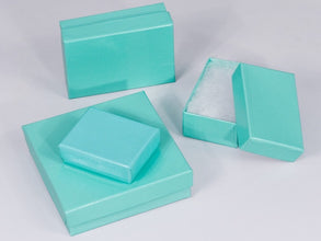 Teal Blue Cotton Filled Gift Boxes Jewelry